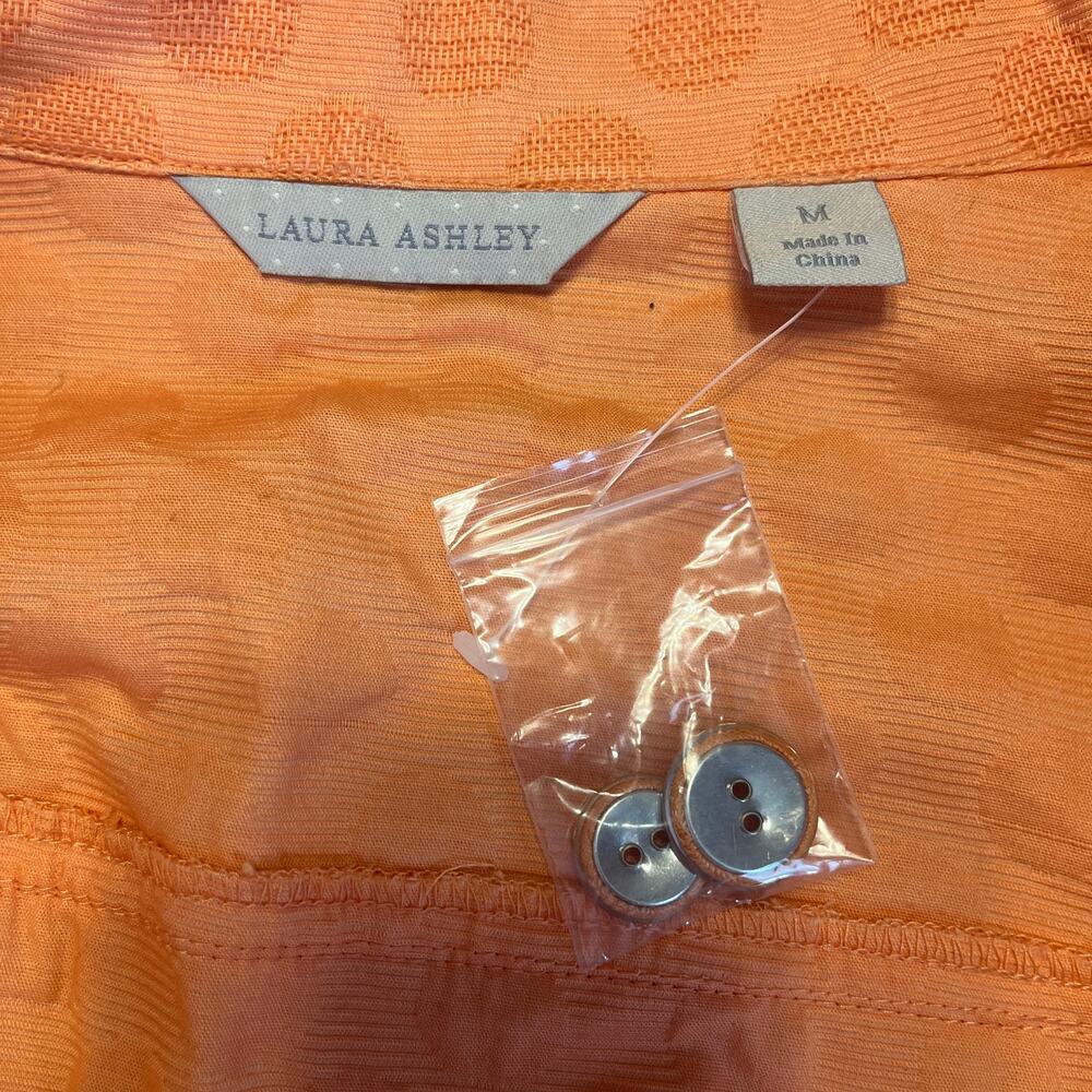 Laura Ashley Orange Polka Dot 3/4 Sleeve Cotton Colorful Zip Jacket Plus 14 - Picture 8 of 13